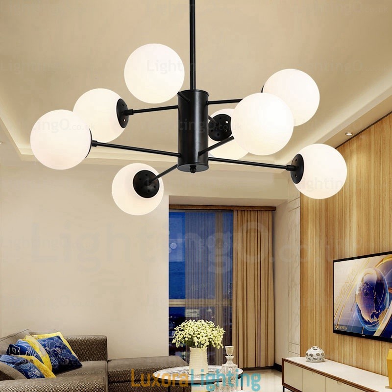 Designer Touch Decorative 8 Light Modern Contemporary Chandelier with Glass Shade