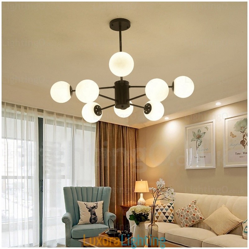 Designer Touch Decorative 8 Light Modern Contemporary Chandelier with Glass Shade