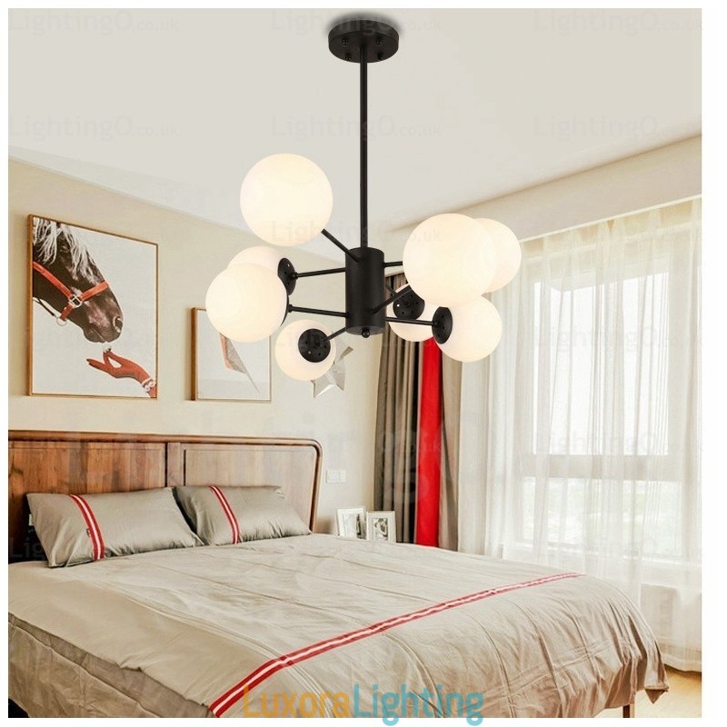 Designer Touch Decorative 8 Light Modern Contemporary Chandelier with Glass Shade
