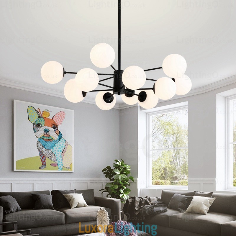 Designer Touch Decorative 12 Light Nordic Chandelier with Glass Shade