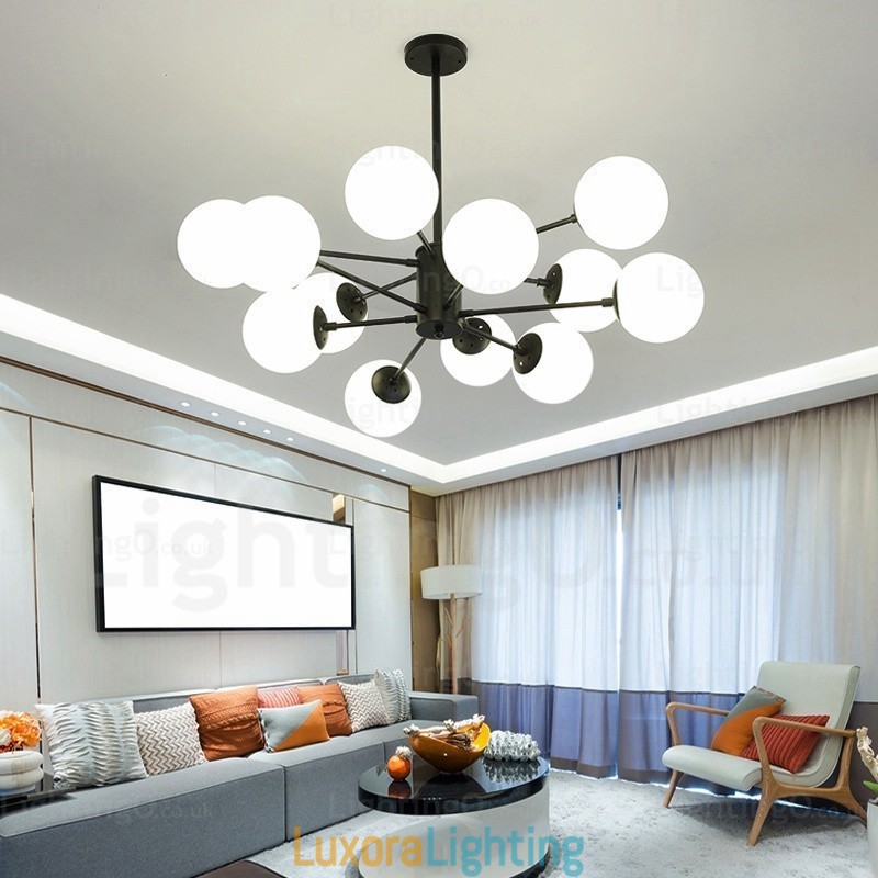 Designer Touch Decorative 12 Light Nordic Chandelier with Glass Shade
