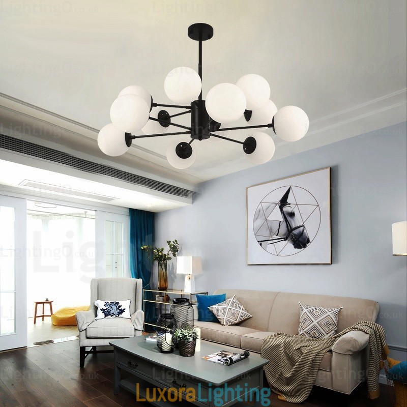 Designer Touch Decorative 12 Light Nordic Chandelier with Glass Shade
