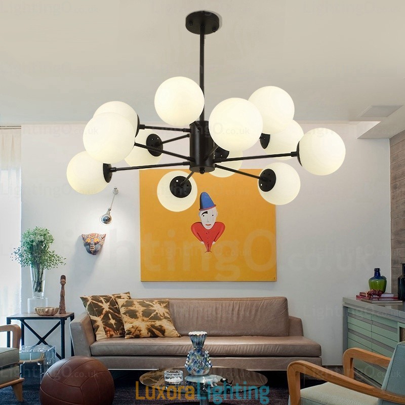 Designer Touch Decorative 12 Light Nordic Chandelier with Glass Shade