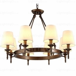 Designer Touch Decorative 8 Light Nordic Country Rustic Pendant Light with Fabric Shade