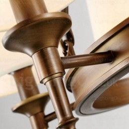 Designer Touch Decorative 8 Light Nordic Country Rustic Pendant Light with Fabric Shade