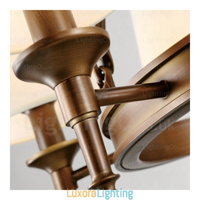 Designer Touch Decorative 8 Light Nordic Country Rustic Pendant Light with Fabric Shade