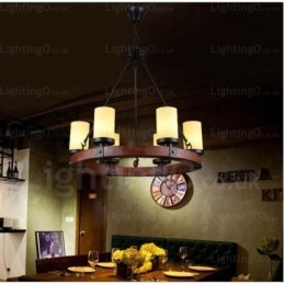 Designer Touch Decorative 6 Light Country Rustic Pendant Light with Glass Shade