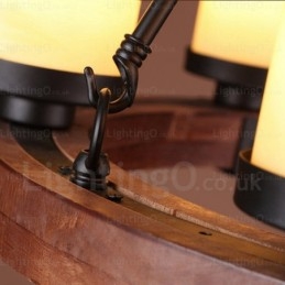 Designer Touch Decorative 6 Light Country Rustic Pendant Light with Glass Shade