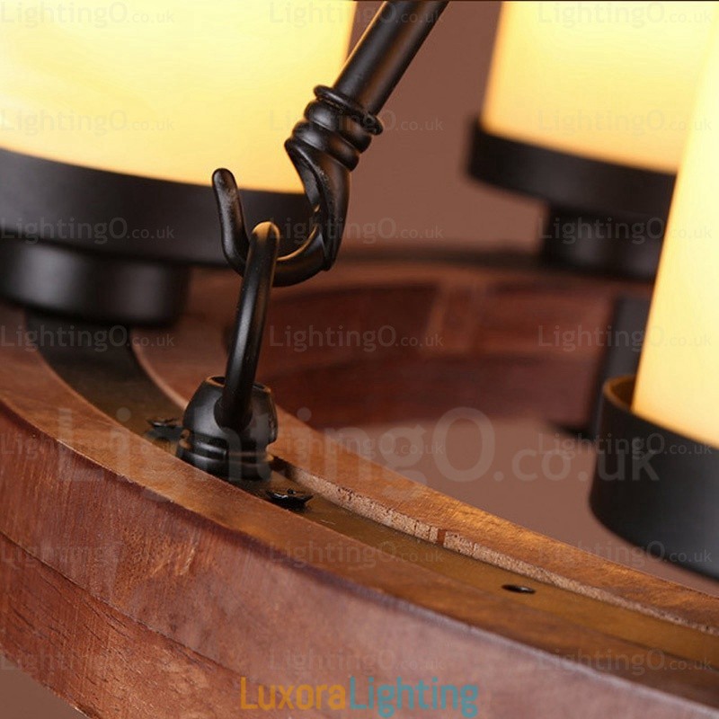 Designer Touch Decorative 6 Light Country Rustic Pendant Light with Glass Shade