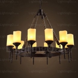 Designer Touch Decorative 12 Light Country Rustic Vintage Retro Pendant Light with Glass Shade