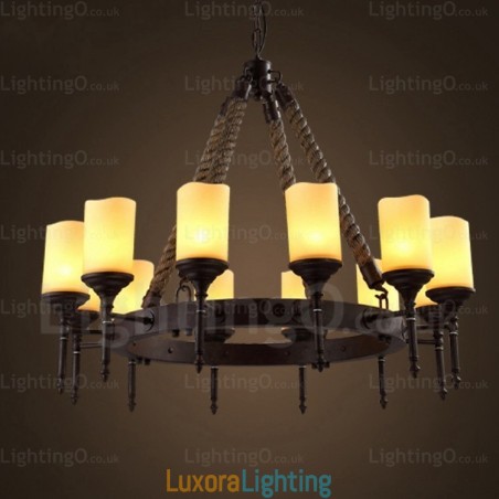 Designer Touch Decorative 12 Light Country Rustic Vintage Retro Pendant Light with Glass Shade