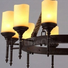 Designer Touch Decorative 12 Light Country Rustic Vintage Retro Pendant Light with Glass Shade