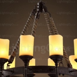 Designer Touch Decorative 12 Light Country Rustic Vintage Retro Pendant Light with Glass Shade