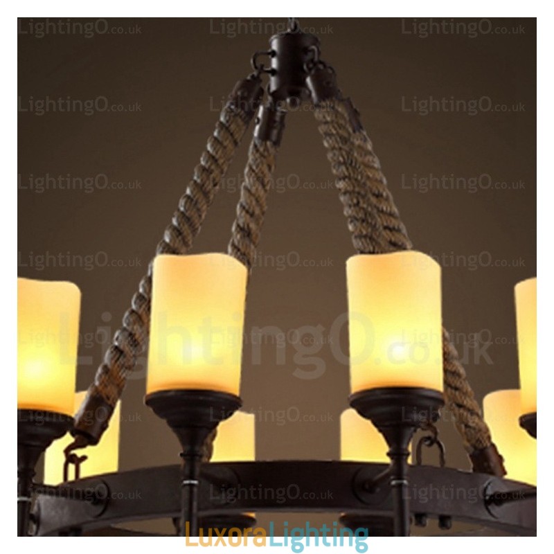 Designer Touch Decorative 12 Light Country Rustic Vintage Retro Pendant Light with Glass Shade
