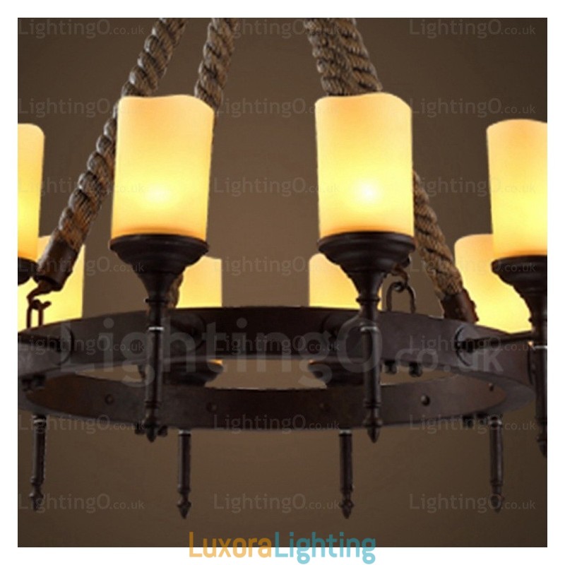 Designer Touch Decorative 12 Light Country Rustic Vintage Retro Pendant Light with Glass Shade