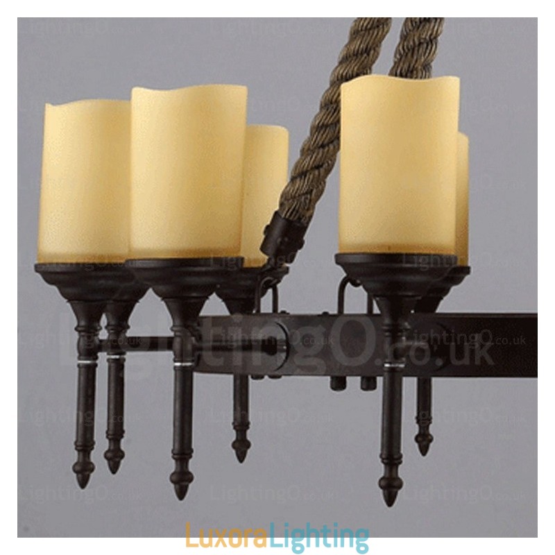 Designer Touch Decorative 12 Light Country Rustic Vintage Retro Pendant Light with Glass Shade