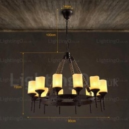 Designer Touch Decorative 12 Light Country Rustic Vintage Retro Pendant Light with Glass Shade