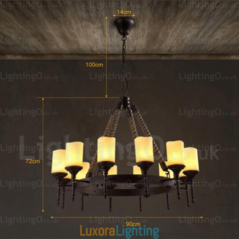 Designer Touch Decorative 12 Light Country Rustic Vintage Retro Pendant Light with Glass Shade