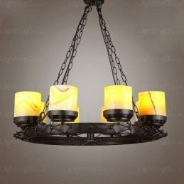 Designer Touch Decorative 8 Light Country Rustic Vintage Retro Pendant Light with Glass Shade
