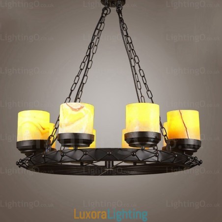 Designer Touch Decorative 8 Light Country Rustic Vintage Retro Pendant Light with Glass Shade