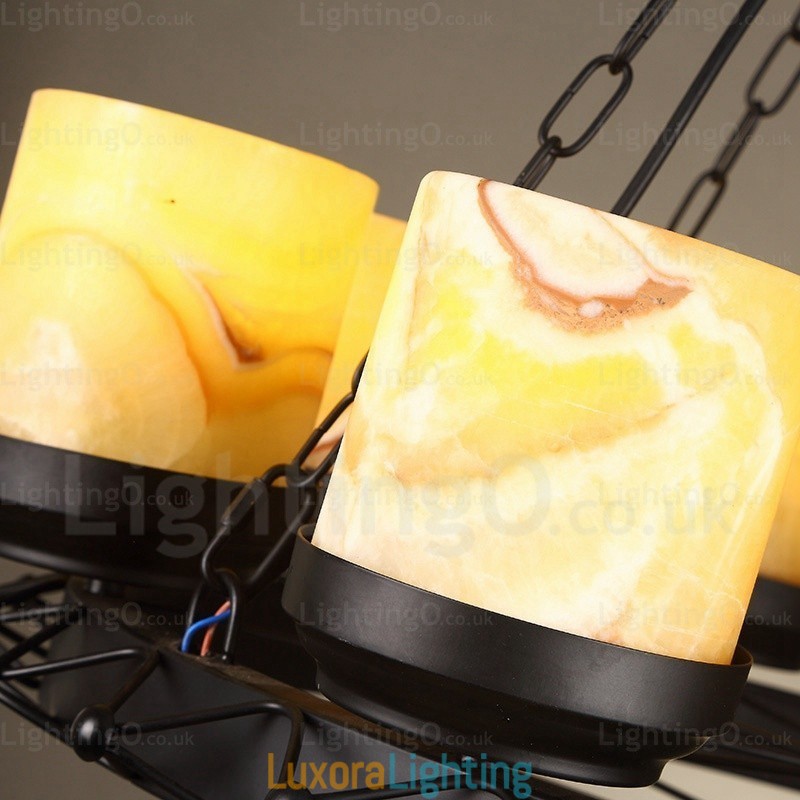 Designer Touch Decorative 8 Light Country Rustic Vintage Retro Pendant Light with Glass Shade