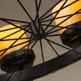 Designer Touch Decorative 8 Light Country Rustic Vintage Retro Pendant Light with Glass Shade