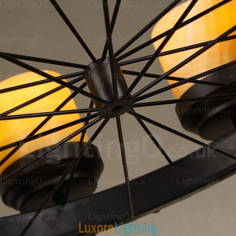 Designer Touch Decorative 8 Light Country Rustic Vintage Retro Pendant Light with Glass Shade