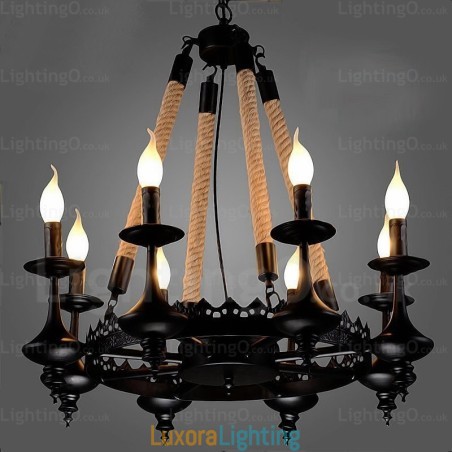 Designer Touch Decorative 8 Light Country Rustic Pendant Light