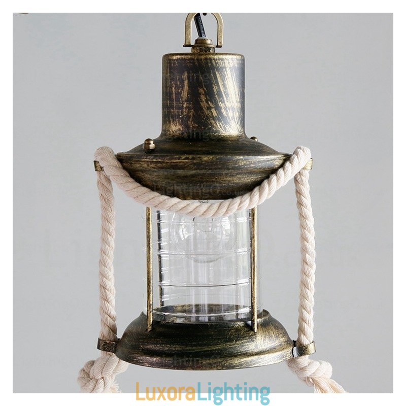 Designer Touch Decorative 2 Light Country Rustic Vintage Retro Pendant Light with Glass Shade