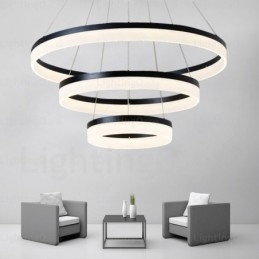 Designer Touch Decorative Wi Fi Smart Dimmable 3 Rings Modern Contemporary Pendant Light with Acrylic Shade