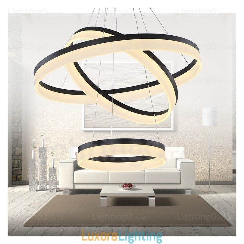 Designer Touch Decorative Wi Fi Smart Dimmable 3 Rings Modern Contemporary Pendant Light with Acrylic Shade