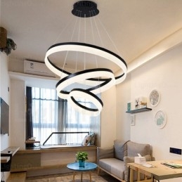 Designer Touch Decorative Wi Fi Smart Dimmable 3 Rings Modern Contemporary Pendant Light with Acrylic Shade