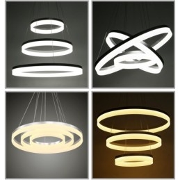 Designer Touch Decorative Wi Fi Smart Dimmable 3 Rings Modern Contemporary Pendant Light with Acrylic Shade