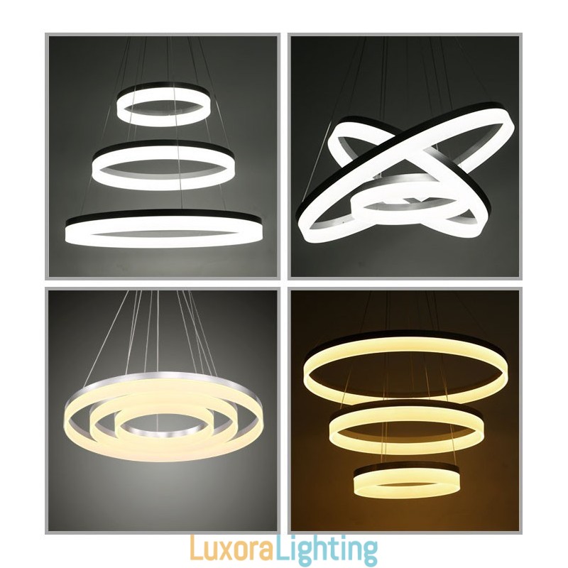 Designer Touch Decorative Wi Fi Smart Dimmable 3 Rings Modern Contemporary Pendant Light with Acrylic Shade