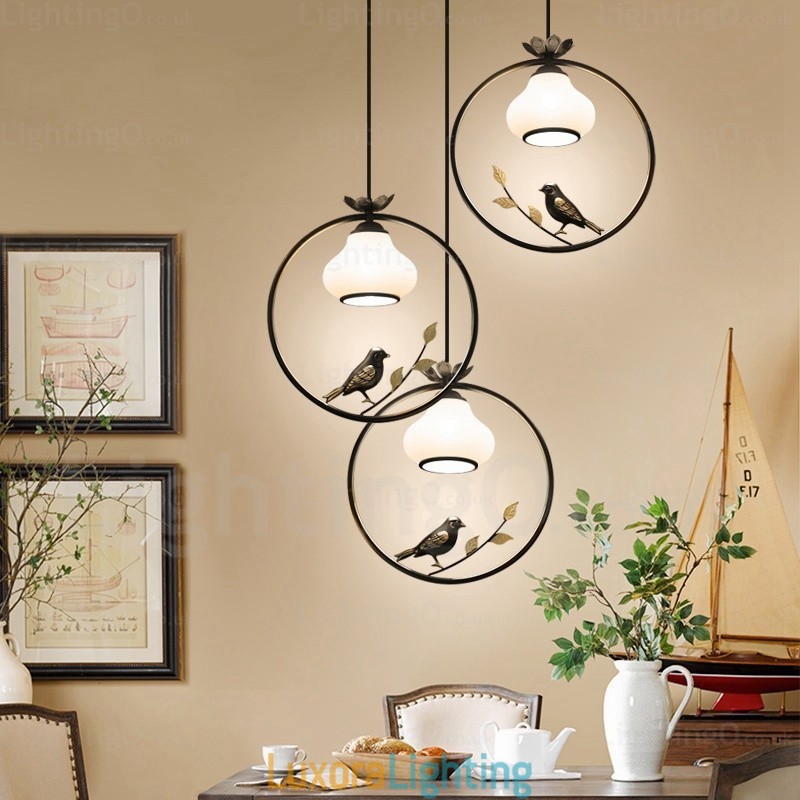 Designer Touch Decorative 1 Light Country Rustic Rural Pendant Light with Glass Shade