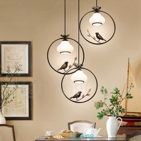 Designer Touch Decorative 1 Light Country Rustic Rural Pendant Light with Glass Shade