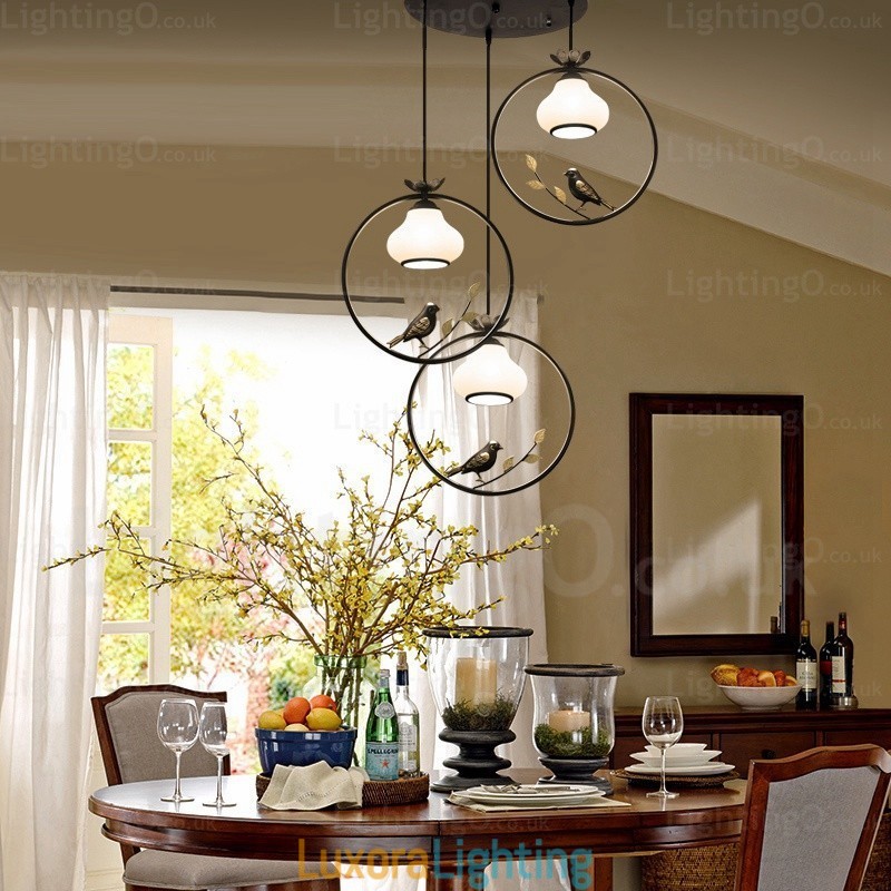 Designer Touch Decorative 1 Light Country Rustic Rural Pendant Light with Glass Shade