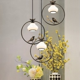 Designer Touch Decorative 1 Light Country Rustic Rural Pendant Light with Glass Shade