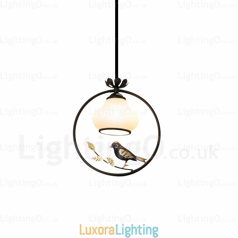 Designer Touch Decorative 1 Light Country Rustic Rural Pendant Light with Glass Shade