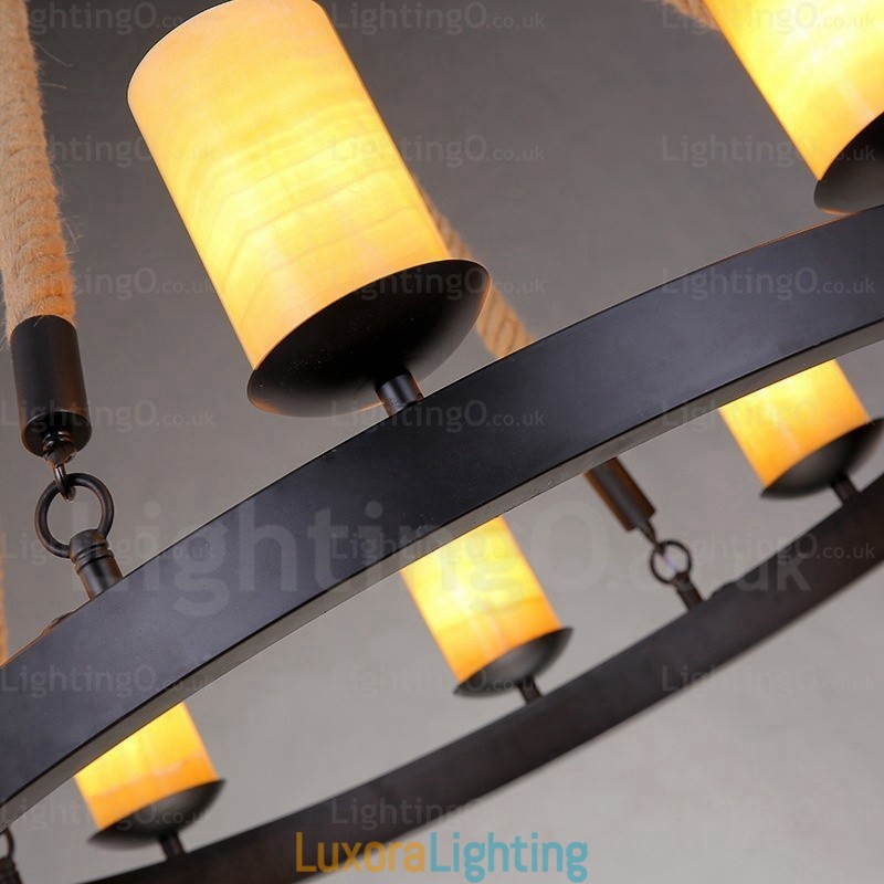 Designer Touch Decorative 8 Light Vintage Retro Pendant Light with Marble Shade