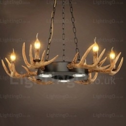 Designer Touch Decorative 9 Light Vintage Retro Rustic Antler Chandelier Pendant Light
