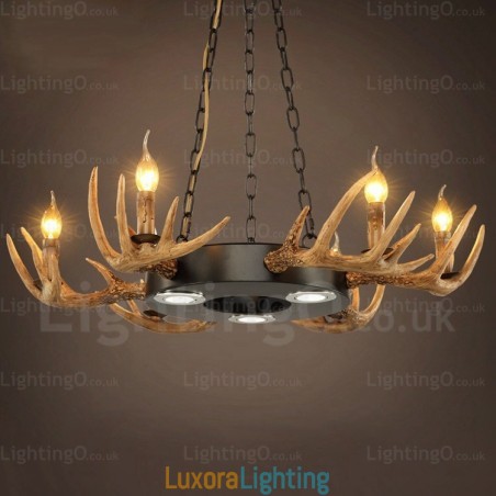 Designer Touch Decorative 9 Light Vintage Retro Rustic Antler Chandelier Pendant Light