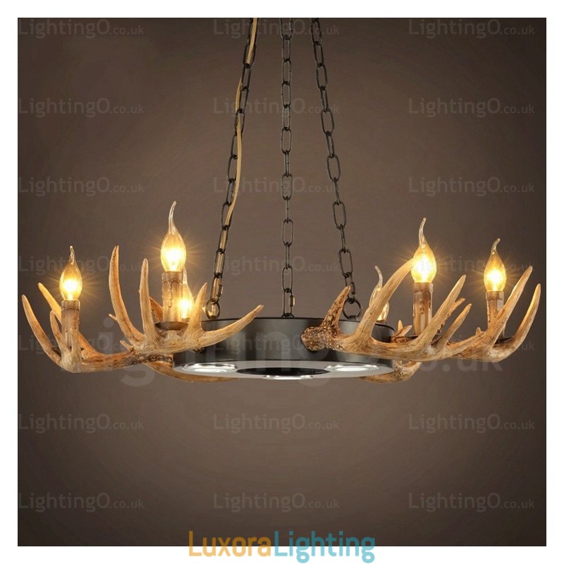 Designer Touch Decorative 9 Light Vintage Retro Rustic Antler Chandelier Pendant Light