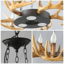 Designer Touch Decorative 9 Light Vintage Retro Rustic Antler Chandelier Pendant Light