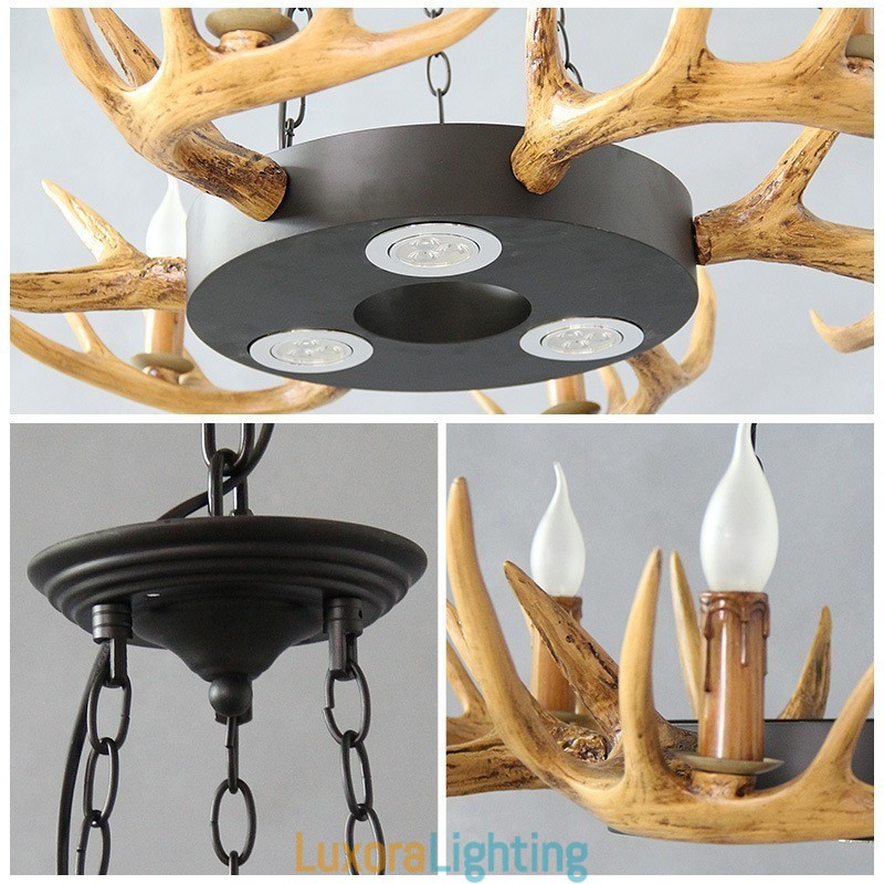 Designer Touch Decorative 9 Light Vintage Retro Rustic Antler Chandelier Pendant Light