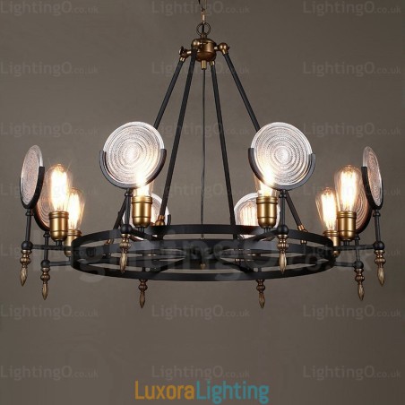 Designer Touch Decorative 6 Light Vintage Retro Pendant Light with Glass Shade