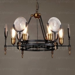Designer Touch Decorative 6 Light Vintage Retro Pendant Light with Glass Shade