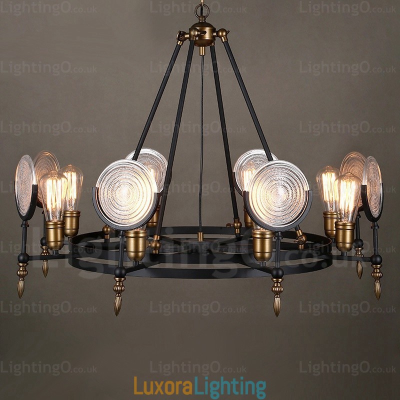Designer Touch Decorative 6 Light Vintage Retro Pendant Light with Glass Shade