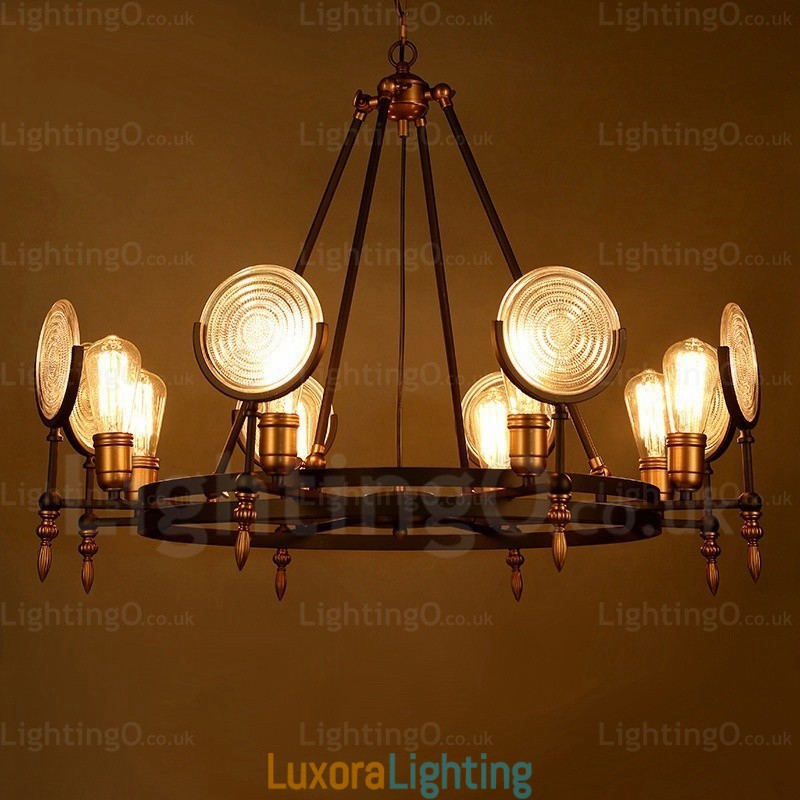 Designer Touch Decorative 6 Light Vintage Retro Pendant Light with Glass Shade