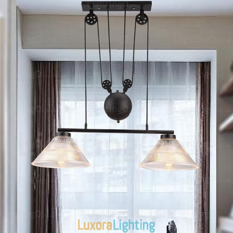 Designer Touch Decorative 2 Light Modern Contemporary Pendant Light with Glass Shade